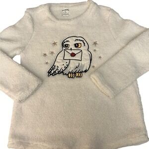 NWOT Harry Potter Women's XS Hedwig Fleece Pajama/Lounge‎ Top LS White Cozy